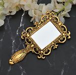 Nirmal Handicraft Antique Craft Rajasthani Mirror with Handle Oxide Metal Handheld Compact Vintage Mirror for Personal Makeup Vanity Portable Travel Skin Mirror (Pack of 1)