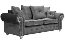 Hugo Sofa | 3 Seater 2 Seater Corner Sofa | Plush Velvet Grey | Living Room | Warranty Included… (3 Seater)