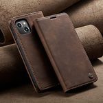 Excelsior Premium Retro PU Leather Wallet Flip Case Cover Compatible with Apple iPhone 15 (Coffee)