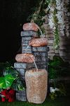 EXPLEASIA 4 Tiered Stone Bowl Water Fountain for Indoor & Outdoor, Water Fountain for Home Decor, Garden Decor Water Fountain with Maintenance Kit