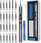 Ankilo (Newest) Mini Electric Screwdriver, 28 in 1 Precision Power Screwdrivers Set with 24 Bits and USB Cable, Portable Magnetic Repair Tool Kit with LED Lights for Phone, Watches, Computers