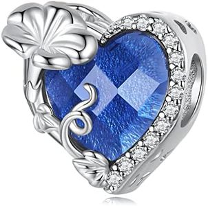 Christmas Birthstone Charms 925 Sterling Silver Charm for Bracelets Birthday Jewellery Gifts for Mum Daughter Grandma Nana Sister Best Friend Auntie Niece Charms, Cubic Zirconia