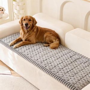 Eco-Ancheng Couch Cover for Dogs Pet Couch Cover for Sofa Washable Dog Sofa Covers Couch Protector for Cushion Fuzzy Non Slip Couch Slipcover with Elastic Straps for Pets (Light Gray,1PC/27.6x82.7in)