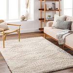 Surya Tuzla - Modern Area Rugs Living Room, Soft Shaggy Rugs for Bedroom - Abstract Berber Fluffy Rug, Easy Care Plush Thick Pile - Large Rug 160x220cm Beige Rug