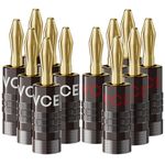 VCELINK Banana Plug 24K Gold Plated, 6 Pairs / 12Pcs Closed Dual Screw Banana Connectors for All Speaker Wires with a Diameter from 0.75mm to 4mm, for Amplifiers and Sound Systems