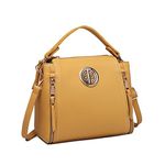 Miss Lulu Women Handbags Pu Leather Casual Travel Ladies Top Handle Crossbody Shoulder Messenger Bag Small Tote Light Golden Hardware (Yellow)