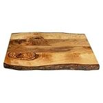 Tramanto Farmhouse Wooden Serving Board with Bark, Rustic Olive Wood Platter 15 x 10 Inch