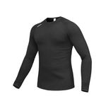 ViaTerra Fleece Winter Base Layer TOP | Available in 3 Sizes | Breathable, Easy Stretch, Black (L-XL)