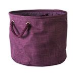 DII 5568 Collapsible Variegated Polyester Storage Bin, Medium Round, Eggplant