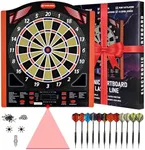 Electronic Dart Board with LED Sidelamp, Laser Toe Line, Digital Electronic Soft Tip Dartboard Set, 34 Games, Over 350 Variations, Colorful Light, up to 8 Players, 5 Levels, Outdoor (Classic)