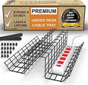 Under Desk Cable Management Tray - Under Desk Cable Organizer for Wire Management. Desk Cable Tray for Office and Home. Perfect Standing Desk Cable Management Rack (Black Wire Tray - Set of 2X 17'')