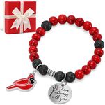 Cardinal Beaded Bracelet Memorial Gift Set with When Cardinals Appear Your Loved One Are Near Card Red Bird Charm Christmas Sympathy Jewelry Bereavement Meaningful Christmas Stocking Stuffer Present