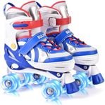 SULIFEEL Rainbow Unicorn 4 Size Adjustable Light up Roller Skates for Girls Boys for Kids