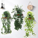 INSANYJ Artificial Plants Indoor Outdoor, 3 Packs Fake Plants, Artificial Hanging Plants Fake Ivy With Pots Home Decor for Wedding, Party, Home Garden Bathroom Wall Decoration