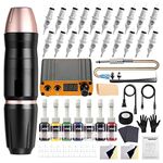 Tattoo Gun,Solong Anti-fatigue Mode Power Supply Professional Tattoo Kits with 5pcs Tattoo Table Covers Clean Pads Rotary Tattoo Gun Starter Kit with 20pcs Tattoo Cartridge Needles SLP30TI302-1-US