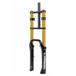 HIMALO 20 Inch Bike Suspension Fork 4.0 Tire Fat Fork Straight Double Shoulder Air Fork Travel 110mm QR 135mm Disc Brake Front Fork Rebound Adjustable (Color : Gold)