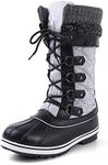 EliteLand Women's Snow Boots, Women Waterproof Mid Calf, Anti-slip Outdoor Warm Duck Boot for Winter Light Grey Size 11