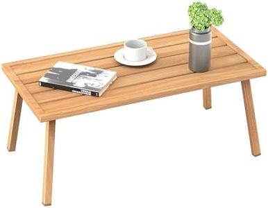 C-Hopetree Small Metal Outdoor Coffee Side Table for Outside Patio, Rectangle, Wood Look
