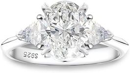 Oval CZ Engagement Rings for Women by Ginger Lyne |2 Ct Faux Diamond Ring | 925 Sterling Silver 14K White Gold Wedding Rings for Women | Travel Promise Rings for Her, Gemstone, Cubic Zirconia