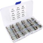 Gebildet 126pcs 6x30mm Fast-Blow Glass Tube Fuse, Quick Blow Car Glass Tube Fuses Assorted Kit (AMP 1A 2A 3A 5A 6A 10A 15A 20A 25A)