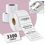 Label Stickers Premium Self Adhesive Address Label Roll (60mm x 30mm) White 3300 - Sticky Labels Roll Stickers for Office, Kitchen, Supermarket Price Stickers (Fridge Jam Spice Jars Label Stickers)