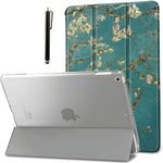 ProElite Smart Trifold Hard Back Flip Stand Case Cover for Apple iPad 9.7 inch 2018/2017 5th 6th Generation with Stylus Pen- Flowers