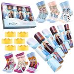 Disney Stitch Christmas Crackers Set of 6 with Socks Inside One Size Crew Socks Minnie Mouse Women Teenagers Kids Gifts (Blue Frozen - Kid)