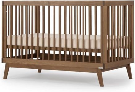 dadada Baby Soho 3-in-1 Convertible Crib to Toddler Bed – Wooden Crib Made in Italy, GREENGUARD Gold Certified Small Baby Crib – Baby-Safe Finish, Modern Design (Walnut)