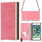 Ｈａｖａｙa etui for iPhone se Wallet case iPhone 8 Case with Card Holder étui iPhone 7/SE 2020/SE 2022/SE 2nd/SE 3rd case Crossbody with Strap for Women flip Leather Phone Cover with Mirror-Pink