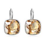 AOBOCO Sterling Silver Leverback Earrings with Crystals from Austria, Hypoallergenic Simulated Citrine November Birthstone Earrings, Anniversary Birthday Gifts for Women Sister Grandma Wife Mom Aunt