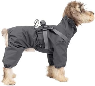 BRKURLEG Dog Raincoat with Harness for Small Dogs, Adjustable Waterproof Dog Rain Jacket, Reflective Rainproof Puppy 4 Legs Raincoat, Full Body Pet Rain Jacket, Dark Grey, XXL