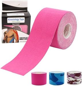 Kinesiology Tape 5CM*5M, Cotton Elastic Athletic Tape Uncut, JOMWEN Latex Free, Water Resistant Rock Tape KT Tape for Muscles, Physical Therapy，Stays on for Several Days (Pink)