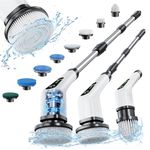 Electric Spin Scrubber, Leebein Cordless Cleaning Brush with 8 Replaceable Brush Heads, Tub and Floor Tile 360 Power Scrubber Dual Speed with Adjustable & Detachable Handle for Bathroom Kitchen Car