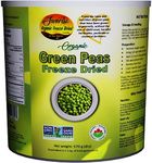Freeze Dried Organic Green Peas | Pois verts biologiques lyophilisés | Product of Canada | Emergency and Survival Food | 25-30 year shelf life | Large #10 can | Net wt: 570 g (equivalent to 2.5 kg of fresh peas) | No additives or preservatives | Non GMO | Wholesome, delicious and nutritious!