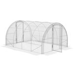 Outsunny 4 x 3 x 2m Polytunnel Greenhouse with 2 Hinged Door, Walk-in Grow House Tent with PE Cover and Galvanised Steel Frame, Clear