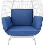 SereneLife Rattan Egg Chair Cushion - Durable and Soft for Indoor and Outdoor, Thick Hollow Cotton Filling with Good Resilience, Excessively Thickened Structure for Extra Comfort and Longevity (Blue)