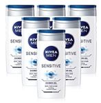 X6 Mens Nivea Body Wash Sensitive Shower Gel – Body Face and Hair 250 ml Alcohol Free…