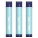 Waterdrop Water Filter Camping, 0.1 Micron Water Filtration System, 3 Pack Water Filter Outdoor Drinking Water Purifier for Emergency Hiking Travel (Light Blue)