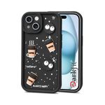 DARKFIT Back Case Cover Compatible for iPhone 15 | Cute Fun Cartoon 3D Ball Coffee Silicone Case | Body Protection | Camera Protection | Shock Proof | Colour Black Pack of 1 |