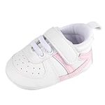 MASOCIO Baby Shoes Girls First Walking Toddler Trainers Girl Girls' Pre Walkers 9 Infant Size 3 UK Child White Pink 6-12 Months