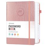 Password Book with Alphabetical Tabs, Hardcover Large Password Keeper, Password Notebook Organizer for Computer and Internet Address Website, Gifts for Home, Office, 7"x 10" - Rose Gold