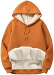 Flygo Men's Casual Fleece Sherpa Lined Hoodie Winter Warm Pullover Hooded Sweatshirt(Caramel-XL)