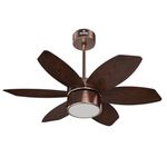 Polycab Superia SP03 Super Premium 800mm 6-Blade Underlight Designer Ceiling Fan with Remote | Built-in 6 Colour LED Light | 100% Copper, High Air Delivery | 2 Years Warranty【Antique Copper Rosewood】