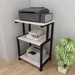 Woodenwave Woodenwawe Multi-Purpose Side Table, Coffee Table, End Table, Computer Office With 3 Tier Printer Stand, Desk Organizer Shelves, Table Top Color-White, Size-55X35X74Cm(Ww-4P)