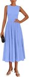 PRETTYGARDEN Women's Summer Midi Dresses 2025 Sleeveless Crewneck Knit A Line Pleated Swing Wedding Guest Casual Tank Dress(Sky Blue,Small)