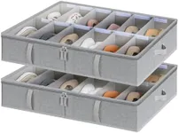 StorageWorks Under Bed Shoe Storage Organizer, Underbed Shoes Container with Adjustable Dividers, Shoe Storage Basket with Cover, Grey, 2-Pack, Space-Saving Shoe Box Fits up to 24 Pairs