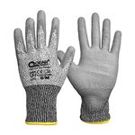 QEARSAFETY 3 Pairs Cut Protect Level 3 Work Gloves, HPPE Yarn Lnitted Liner, PU Coated Palm, Light-Weight, Comfort, Assembling, DYI, 9/Large …