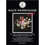 Art Essentials Black Watercolour Artist A3 Black Fine Grain/Vellum 320 GSM, Pad of 12 Sheets, Acid Free Papers for Metallic Watercolor, Gouache, Poster Colour, Tempera, Opaque Inks, Acrylic