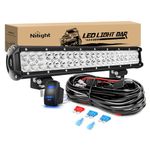 Nilight LED Light Bar 20 Inch 126W Spot Flood Combo Led Off Road Lights 12V 5Pin Rocker Switch LED Light Bar Wiring Harness Kit , 2 Years Warranty, Model: ZH082