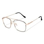 Dervin Blue Light Blocking Blue Cut Zero Power anti-glare Retro Square Eyeglasses, Frame for Eye Protection from UV by Computer/Tablet/Laptop/Mobile (Gold-Black)